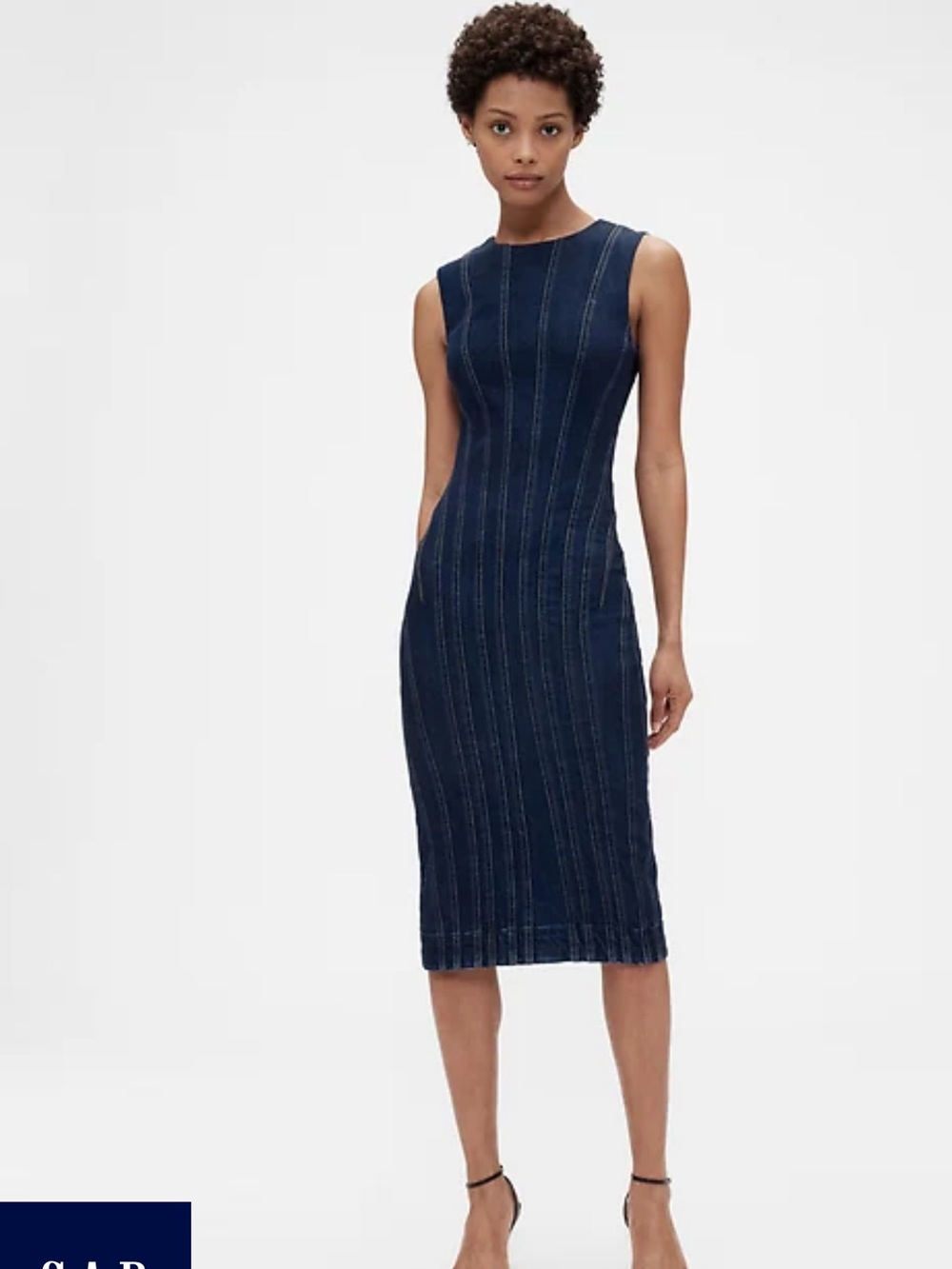 GAP Navy Sleeveless Ribbed Midi Dress